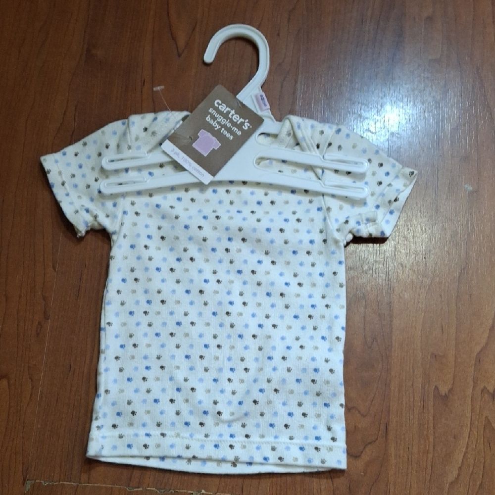 Carter's Cream Tee with Blue and Brown Dots (Chi012)